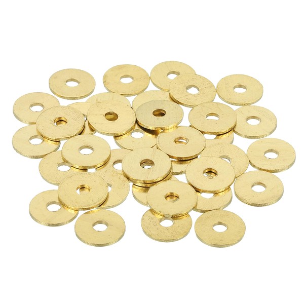 sourcing map 38 Pack Brass Flat Washer, M3 Copper Washers