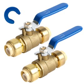 STYDDI 1/2 Inch PEX Brass Full Port Push-Fit Ball Valve, 1/2” x 1/2” Push-to-fit Water Shut-off Valve with Disconnect Clip, LEAD-FREE and Leakage Free, Suitable for PEX, Copper Tubing, CPVC, PE-RT