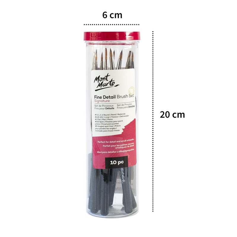 Mont Marte Fine Brush Set - 10 Fine Brushes -