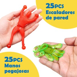 Juguetes para Piñatas Infantiles, 50 Manitas Pegajosas para Niños, Juguetes Mayoreo, Aliviar El Estrés y La Ansiedad, Seguro, para Regalar en Fiestas Infantiles, Premios de Intercambio de Clase