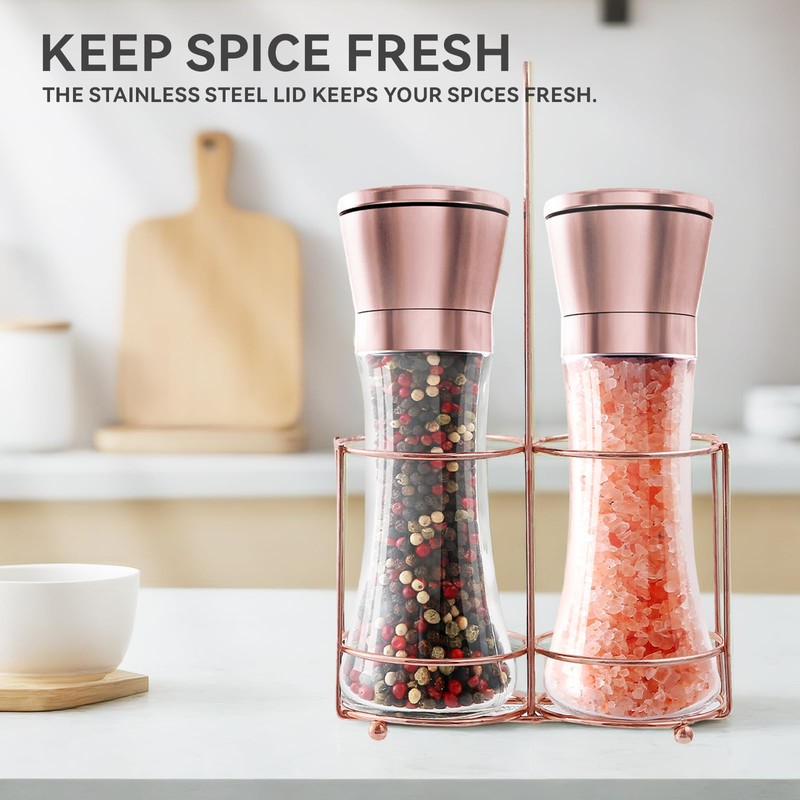 bonris Copper Stainless Steel Salt and Pepper Grinder Set Manual