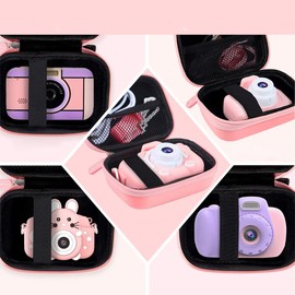 Leayjeen Children's Camera Bag Protective Case Compatible with Ainiv/Gofunly/Grepro/Nicewin/Gofunly/AONISE/YunLone, Children's Camera Bag for 3-12 Years Boys and Girls (Case Only) Pink-2, pink, Heart