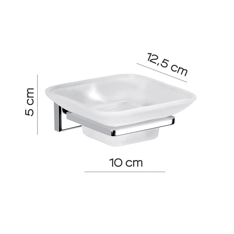 Gedy Colorado Soap Dish, Stainless Steel, Cromall and Frosted Glass,