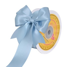 LEEQE Double Face Dusty Blue Satin Ribbon 1-1/2 inch X 25 Yards Polyester Ribbon for Gift Wrapping Very Suitable for Weddings Party Hair Bow Invitation Decorations and More