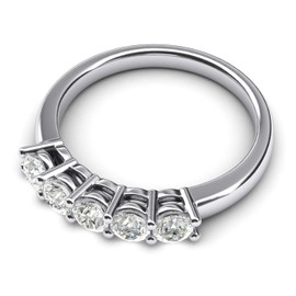 Solid Sterling Silver Eternal Five Stones Anniversary Ring Simulated Brilliant Diamonds Eternity ring 1.25ctw for Women (L)