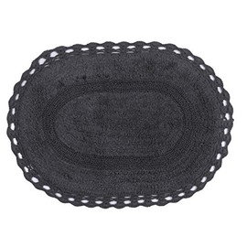 Home Weavers Hampton Crochet Bathmat Collection Absorbent Cotton Soft Reversible Bath Rug, Machine Washable, 17"x24", Grey