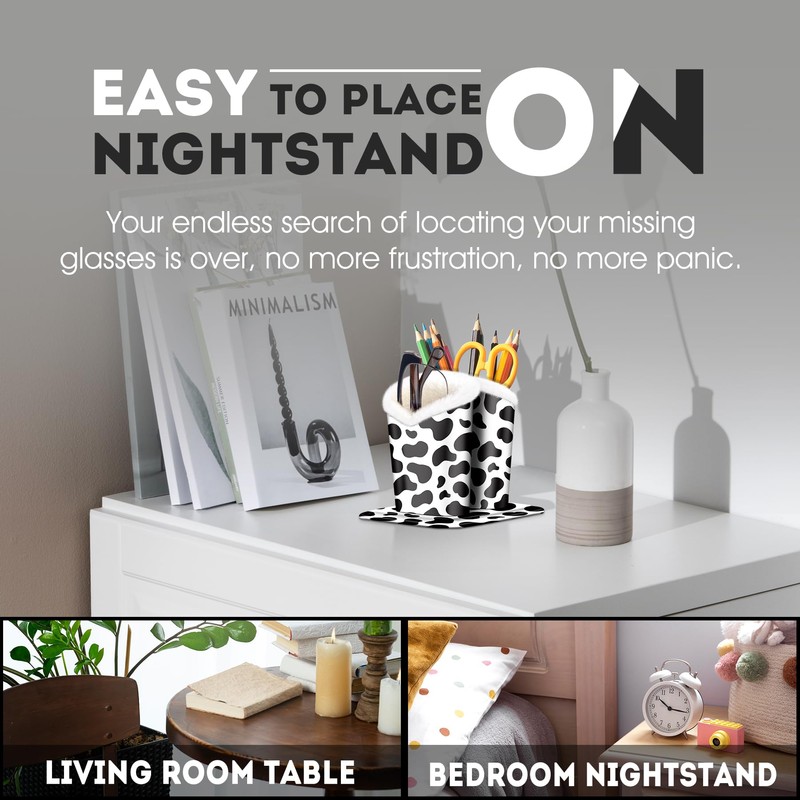 bvya Double Eyeglasses Holder Plush Lined Stand Glasses Protective Holder