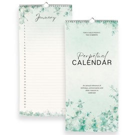 Perpetual Monthly Wall Calendar for Birthdays, Anniversaries & Special Dates | Wire-Bound with Premium 120gsm Paper - Perfect for Tracking Important Events & Celebrations | 6"x12" (Green)