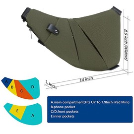 Qidelong Sling Bag - Slim Crossbody Shoulder Backpack Anti-Theft Personal Pocket Chest Bag Travel Fanny Pack for Men Women (Dark Green)