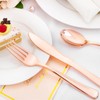 Liacere 100Pack Rose Gold Plastic Silverware - Pre Rolled Napkins