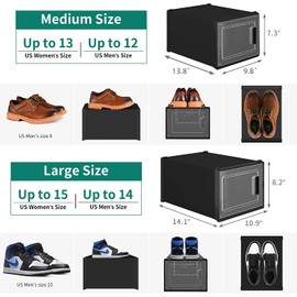 YITAHOME XL Shoe Storage Box, Set of 12 Shoe Storage Organizers Stackable Shoe Storage Box Rack Containers Drawers - Black-X-Large Size