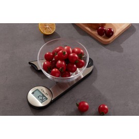 CAMRY Digital Folding Kitchen Scales Electronic Kitchen Scales for Camping Travel, Portable Scale, 5KG/11lb, Large LCD Screen, lbs: oz/g fl'oz/ml (Silver-Black)