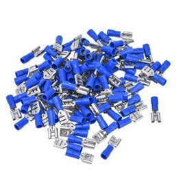 Uadme 100PCS FDD2‑250 Spade Connector Conductivity Female Spade Connector with Insulating Shell for 1.5‑2.5mm² Cable, Good Conductivity(Blue)