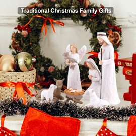 CHUANGLI Nativity Set for Christmas Indoor, Resin Nativity Scene Set with Figures, Traditional Nativity Manger Scene Figurine Statue Set Christmas Nativity Jesus Birth Sets for Decorations