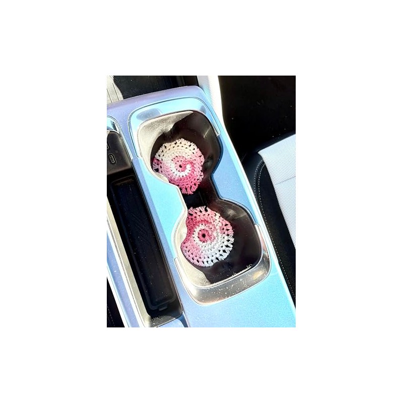 Crochet Cotton Car Coasters for Cup Holders, Handmade Boho Style