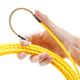 DEPSTECH Fish Tape Wire Puller Through Wall Wire Threader OD 6mm Plus Fish Cable Fastener with Steel Rope Puller Borescope Helper Through Wall 50-Foot (15M)