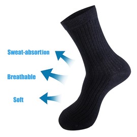 Smithking 6 pack Breathable Moisture comfort soft casual cotton socks medium socks men's socks (US, Numeric, 5, 7, Regular, Regular, Black)