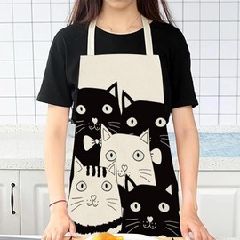 BOCTTCBO Cat Apron Cute Cooking Apron for Women Men Chef Funny Aprons Kitchen Baking Painting Gardening and Party