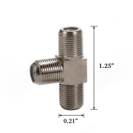 TLS.eagle - Paquete de 5 conectores adaptador de cable coaxial T chapado en níquel tipo F RG6 hembra a 2 hembra de 3 vías