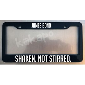 Holder for License Plate License Plate Holder for Shaken. Not Stirred. James for Bond 007 Fans Glossy Black License Plate Frame Holder for Car License Plate Model-GS-691