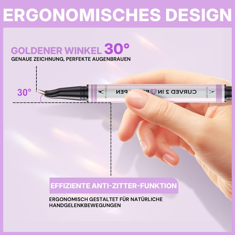 2CHILL Eyebrow Pencil, Waterproof Microblading Eyebrow Pen with 2 Tips,