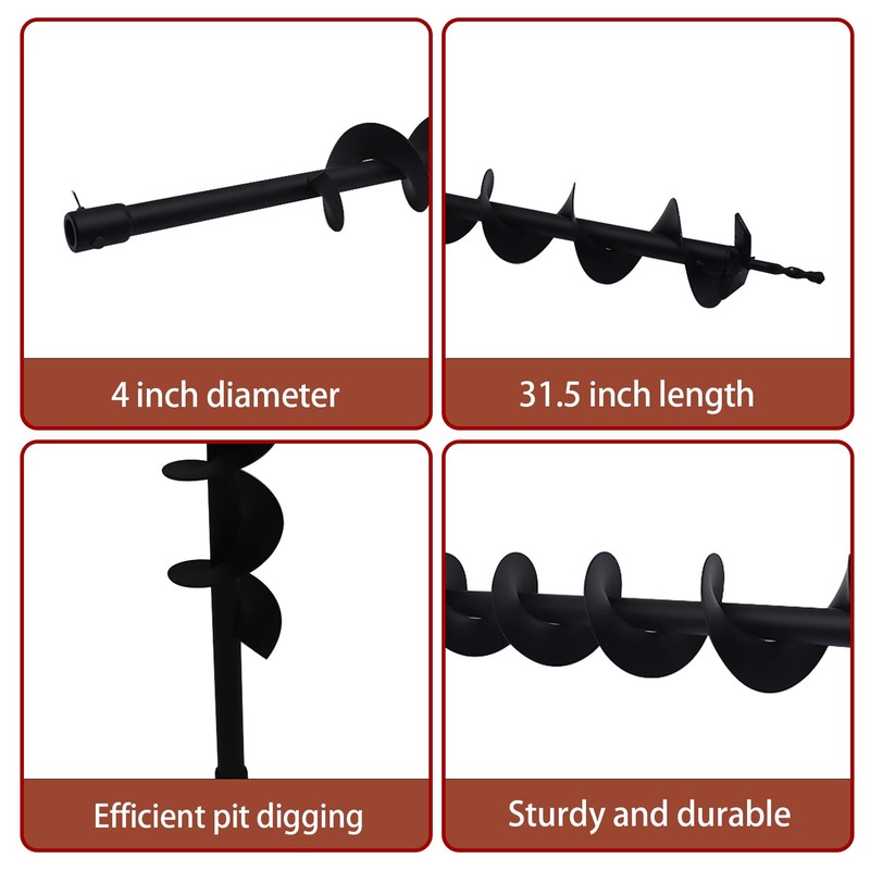 Timunr 4 Inch Earth Auger Drill Bits for Planting, 4