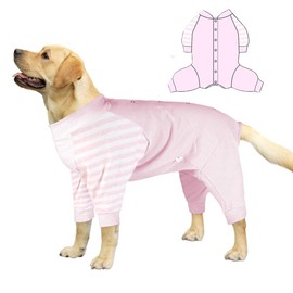 SUYUKU Dog Recovery Suit Soft Dog Pyjamas Suit Anti Lick Long Sleeves Body Suits for Dogs Onesie With Legs Surgery Bodysuit Comfortable Dog Onesie Surgical Spay Neuter Shirt Stop Lickin (Pink, S)