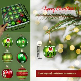 Fanfantoey Latest Christmas Ornaments 2025, 16Pcs Christmas Balls Ornaments for Tree, Green Shatterproof Hanging Christmas Tree Decorations for Holiday Party Decor