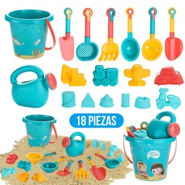 Nasjac Juguetes de Playa,Juguetes de Arena con Bolsa de Malla, Moldes de Playa para niños, Juguetes de Caja con Cubo y Pala de Playa,para Playa Verano Juguetes de Arena al Aire Libre