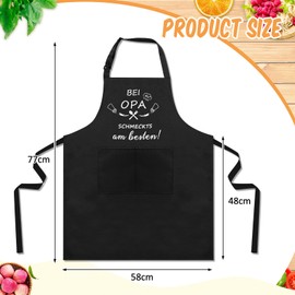 SATINIOR 1 Stück Opa Kochschürze Lustige Küchenschürze mit Spruch bei Opa Schmeckt's am Besten Opa Geburtstag Geschenk mit 1 Stück Liebe Geschenkkarte