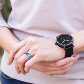 Uloveido 8mm Men's Blue Stainless Steel Shahada Muslim Arabic Islamic Moslem Religious Allah Rings for Man (Blue, size L)