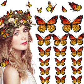 24 Pcs Monarch Butterfly Hair Clips, 4 Size 3D Simulation Butterflyr Hair Barrettes Butterfly Headwear Clips for Halloween Dia De Los Muertos Day of the Dead Decorations (24)