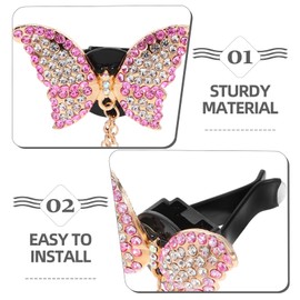 Healifty 2pcs Bling Butterfly Air Vent Clips Crystal Pandent Car Perfume Clip Car Diffuser Cute Car Interior Decoration Car Accessories for Women (Pink, Purple)