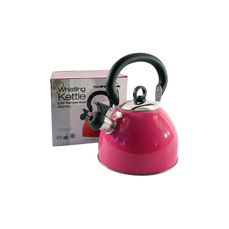 Whistling Kettle 2.5 Litre Stainless Steel Pink