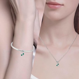 NUNUYAYA Women's Charm Pendant Bracelet 925 Sterling Silver Flower Clips Brithday Friends Dangle Safey Chain Dangle Charms Beads Matching Bracelet Necklace Pendant European Bracelets Women Girls,