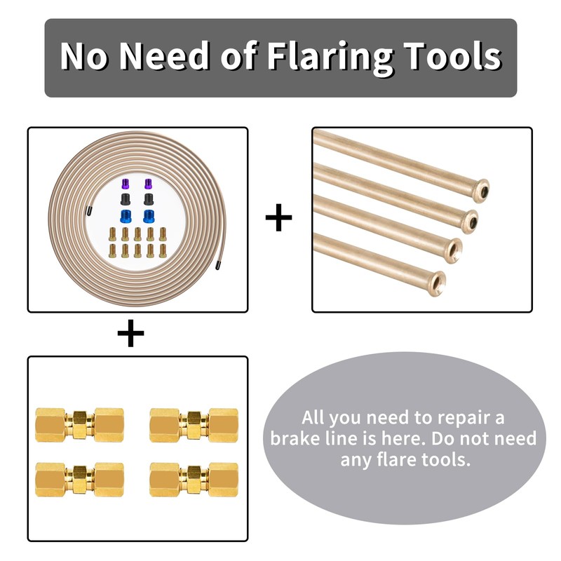 MuHize Copper Nickel Brake Line Repair Kit - Upgraded 1/4