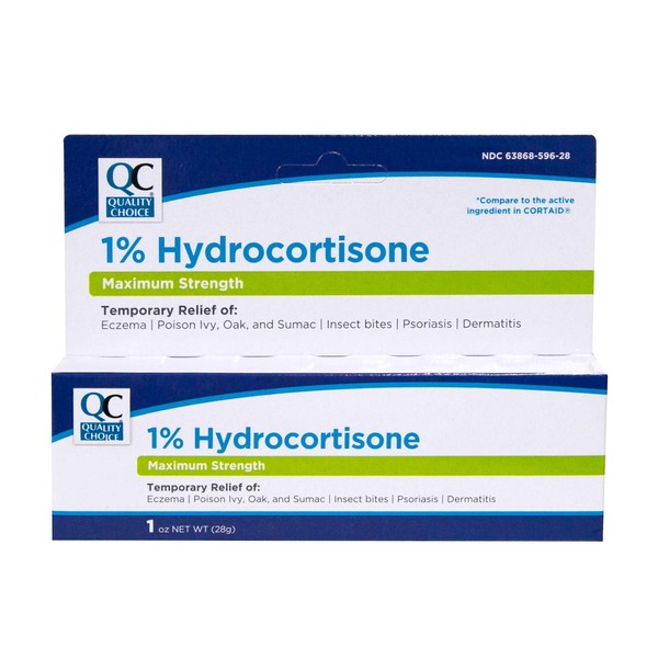 Quality Choice 1% Hydrocortisone Cream Maximum Strength 1 Oz (Compare to CORTAID Max Strength) (Pack of 3)