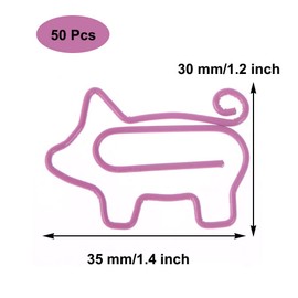 EORTA 50 Pieces Paperclips Pink Pigs Shaped Metal Clips Pin Cute Cartoon Animals Note Clips for Bookmark Photoes Stationary Scrapbooking Craft, 30x35 MM, Pink Pig