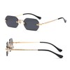 RUNHUIS Retro Rimless Rectangular Sunglasses for Women Men Vintage Hexagon