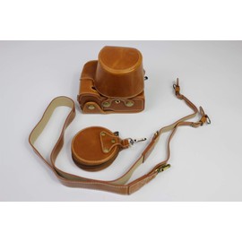 A7C Case, BolinUS Handmade PU Leather Fullbody Camera Case Bag Cover for Sony Alpha A7C with 28-60mm Lens Bottom Opening Version + Neck Strap + Mini Storage Bag (Brown)