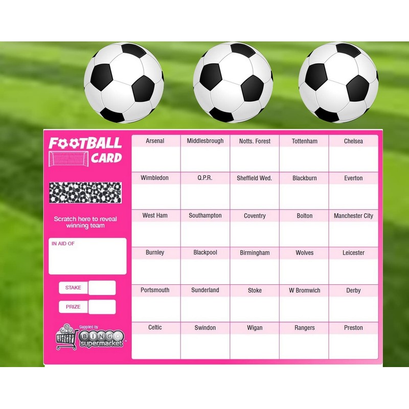 Bingosupermarket Football Fundraising Scratch Cards (30 Team) A5 Size 10