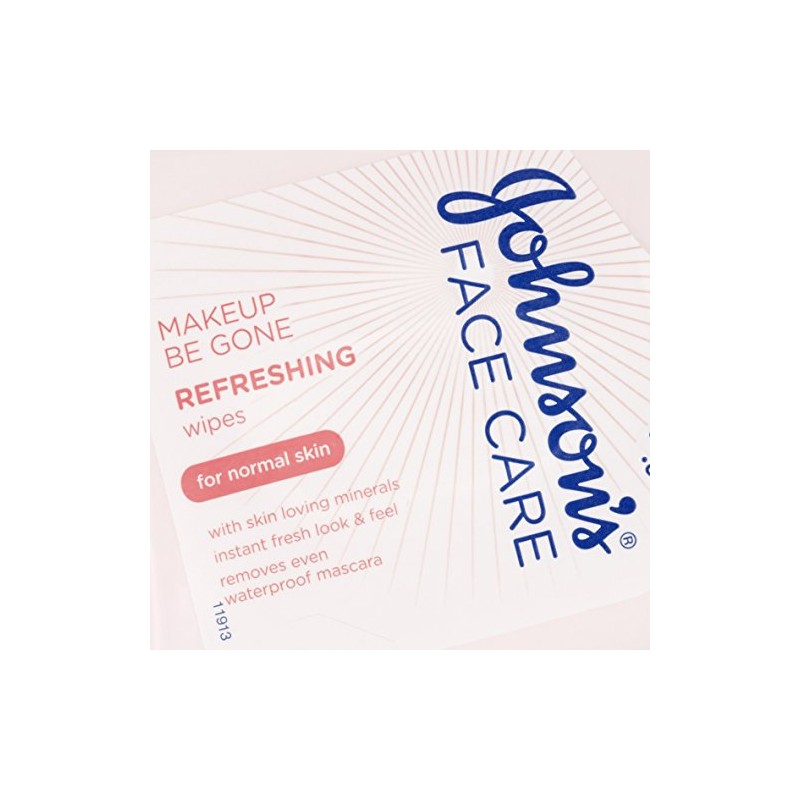 Johnson's Face Care Makeup Be Gone Refreshing Wipes, Pack of