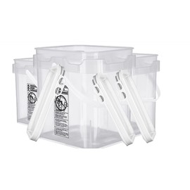 House Naturals 4 Gallon Food Grade Plastic Square clear bucket pail with lid container (Pack of 3) Made in USA- BPA Free