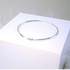 Sterling Silver Tiny Round Clear CZ Open Cuff Bangle