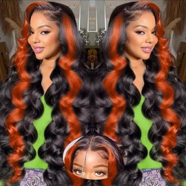 200% Density Wear And Go 9x6 Glueless Wigs Human Hair Pre Plucked Pre Cut For Beginners Ginger Body Wave Lace Front Wigs Human Hair For Black Women HD Lace Closure Colored Glueless Wig(24 INCH)