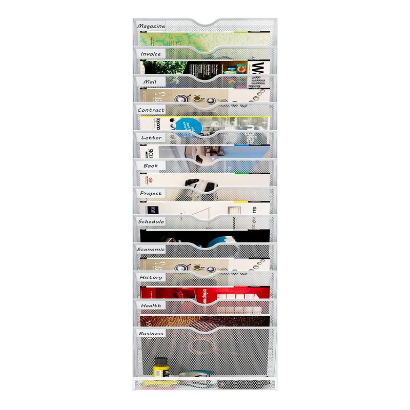 PAG-Mass Hanging Wall File Organizer,13-Tier Desk File Mail Holder, Paper