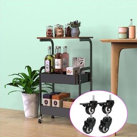 Anyalite M8 x 25mm Screw Castors 4 Bearings 240kg PU Swivel Castors Hand Cart Furniture Castors Replacement (2 with Brake Castors)