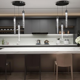 Flashing God 3 Light Mini Chandelier Black Modern Crystal LED Pendant Light for Kitchen Island Adjustable Hanging Light Fixture for Dinning Room Bedroom Dimmable 2700K 4500K 6000K