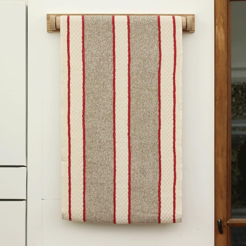 100% Cotton Traditional Terry Roller Towel - Red Stripe