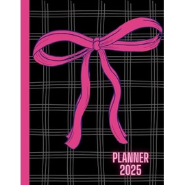 Pink Bow Coquette Monthly Planner 2025: Cute Pink Bow Daily Notebook Schedules for 12 month calendar and Blank Paper Pad 8.5" x 11" - 100 Pages